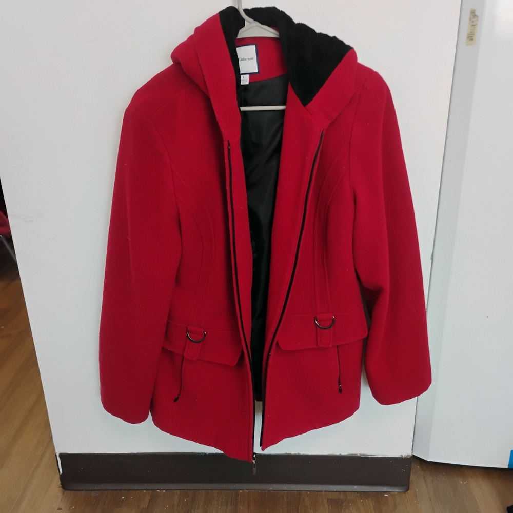 croft & barrow Red Hooded Pea Coat